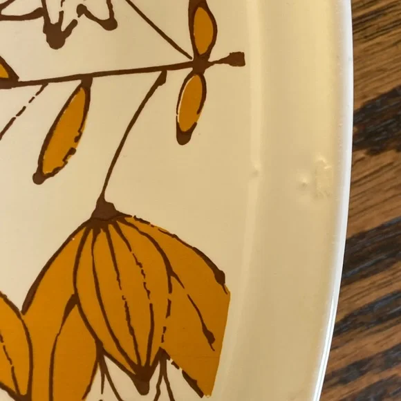 Vtg Retro Up-Beat Stoneware Orange Yellow Floral Toccata Plate Platter 12 3/4” - Picture 5 of 10